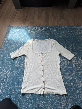 Marine Layer Cream Square-Neck Button-Front Top